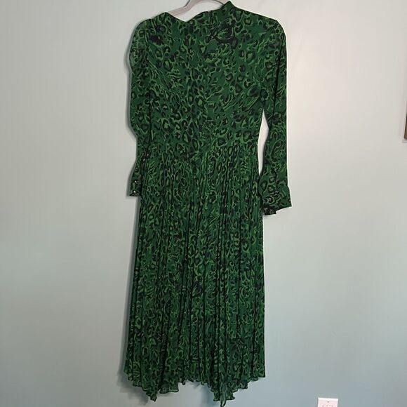 Green/Multi Jungle Cat Pleated Dress | WHISTLES - Picture 9 of 10